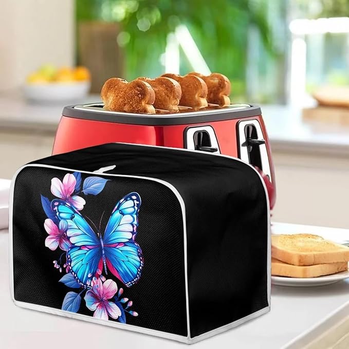 ZFRXIGN Blue Butterfly Toaster Cover 4 Slice Wide Slot Small Appliance Covers - Image 3