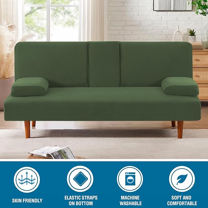 H.VERSAILTEX 4 Pieces Stretch Futon Covers Sofa Bed Slipcover - Image 3
