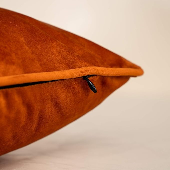 Yangest Orange Striped Patchwork Throw Pillow Cover Gold Leather Cushion Cover - Image 5