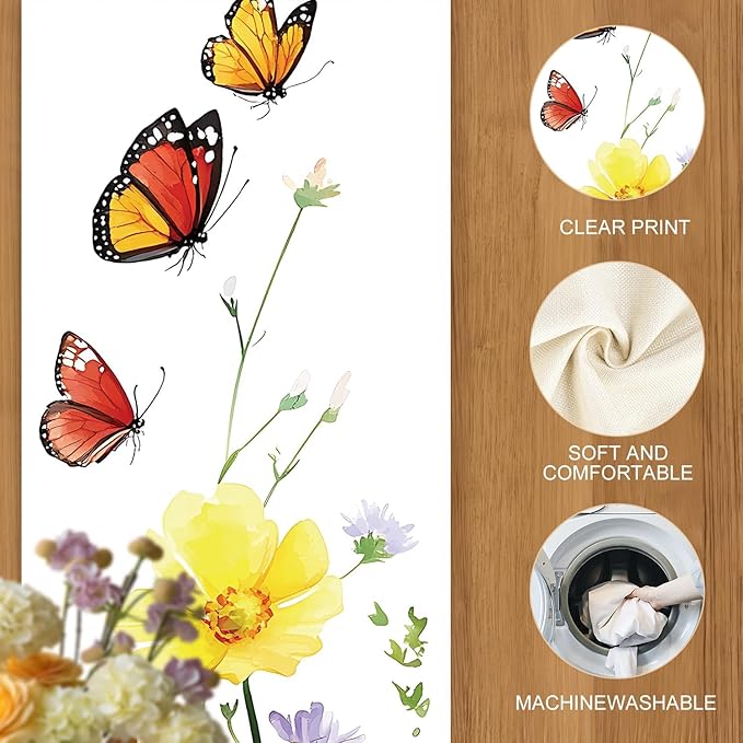 Elegant Floral and Butterfly Table Runner – Vibrant Spring Design - Image 4