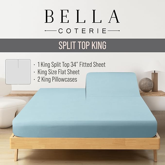 Bella Coterie Luxury Bamboo Viscose 34” Split Top King Size Sheet Set | 1 - Image 2