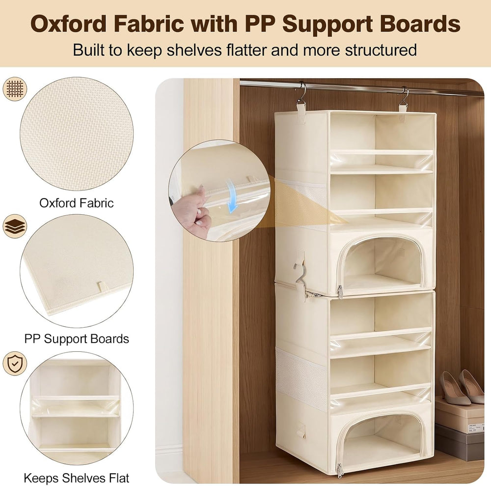 Hanging Closet Organizer for Dorms & RVs, 2-in-1 Dust-Proof