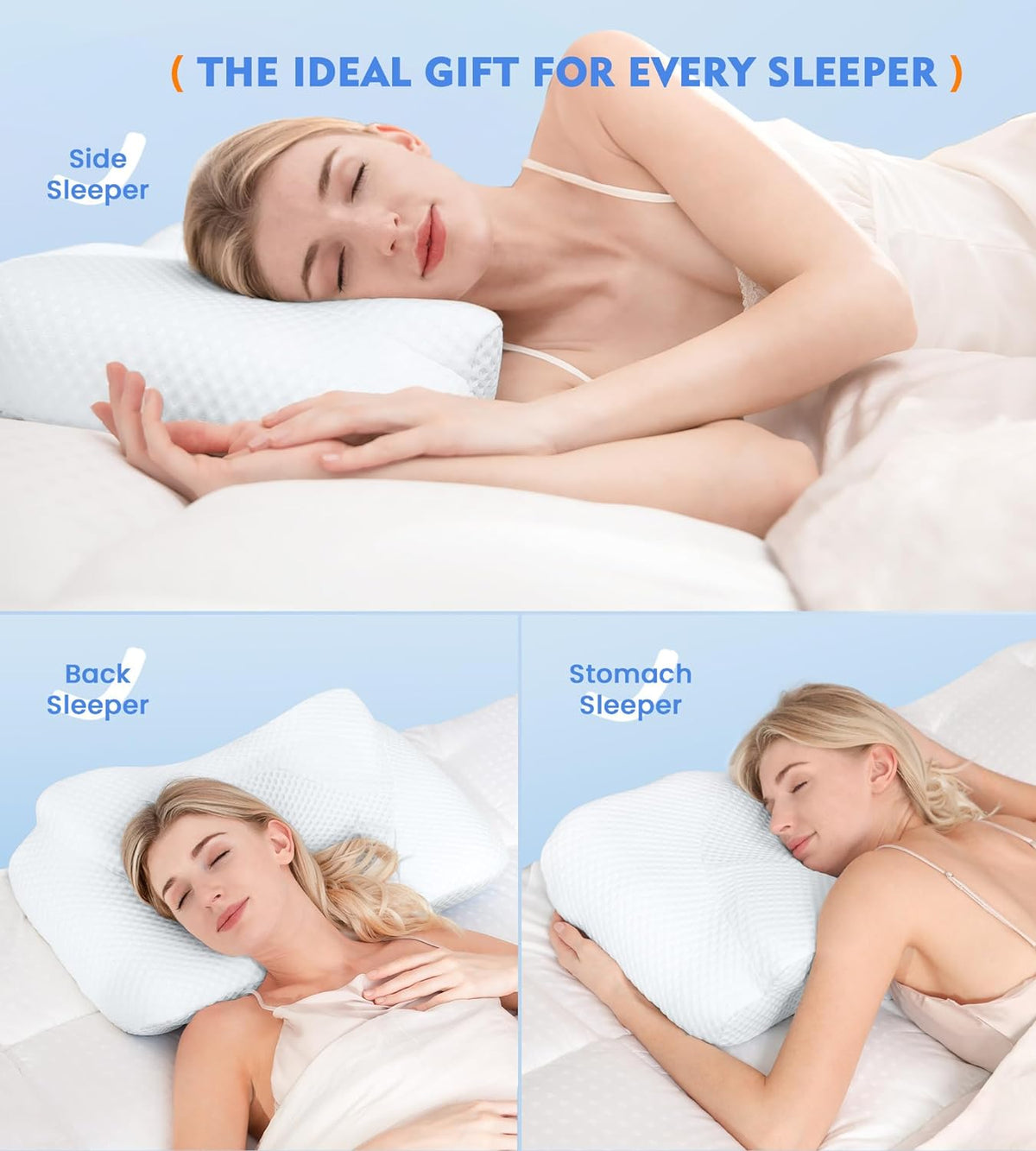 osteo cervical pillow for neck pain relief, hollow on a desk or shelf