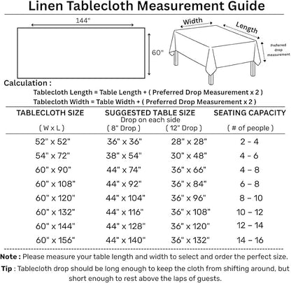 Solino Home Linen Tablecloth for Rectangle Tables 60 x 144 Inch - 100% Pure Linen Pink Lemonade Table Cloth - Fete, Machine Washable Cloth Tablecloth for Halloween