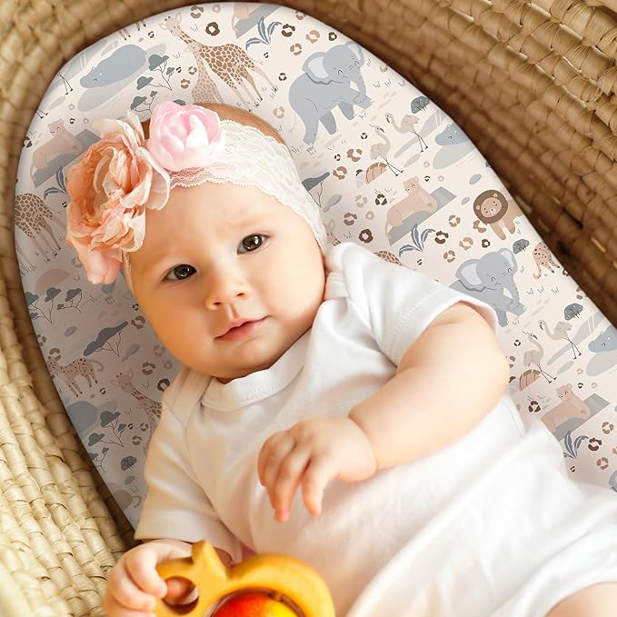 Baby Bassinet Sheets Girl Boy, Fitted Bassinet Sheet Set 3 Pack Bassinet - Image 2