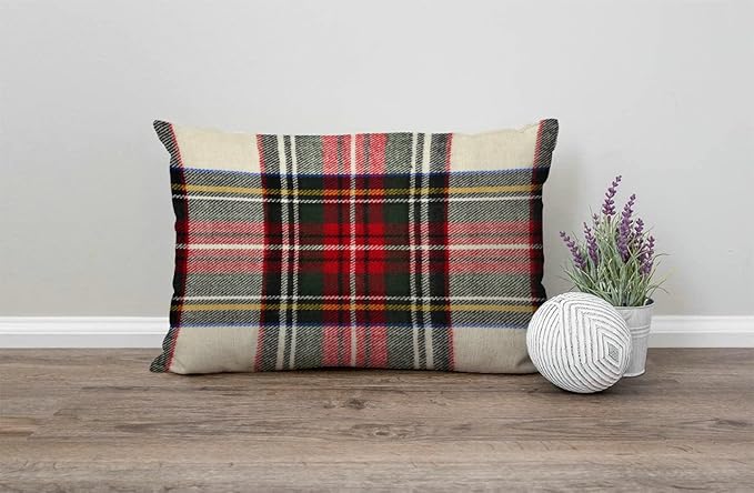 Solekla Pillow Covers Plaid 12" x 20" Farmhouse Rustic Décor Lumbar Pillow - Image 4