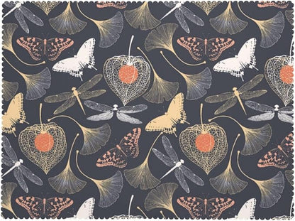 Ginkgo Leaves Tablecloth Vintage Floral Biloba Dragonfly Butterflies Silhouette - Image 7
