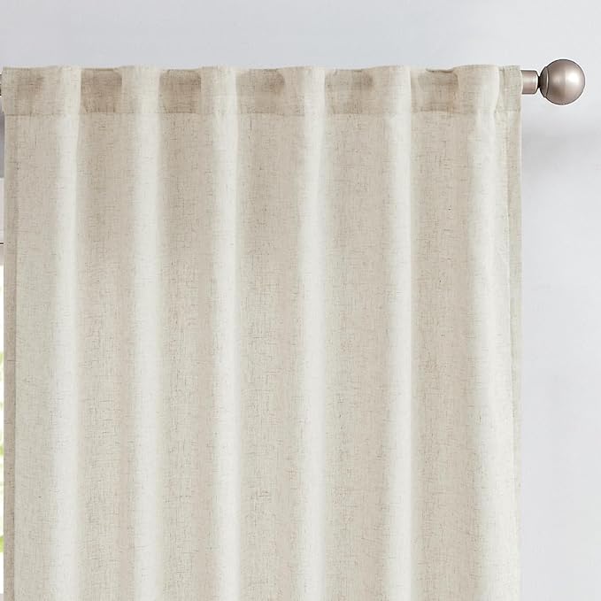 jinchan Beige Lined Linen Blend Curtains by JINCHAN
