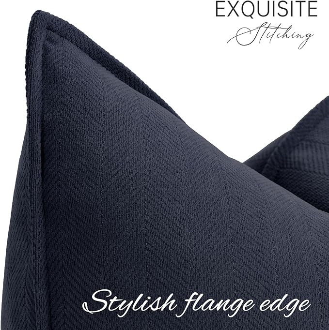 ZWJD Navy Pillow Covers 26x26 Set of 2 Chenille Throw Pillow Covers - Image 2