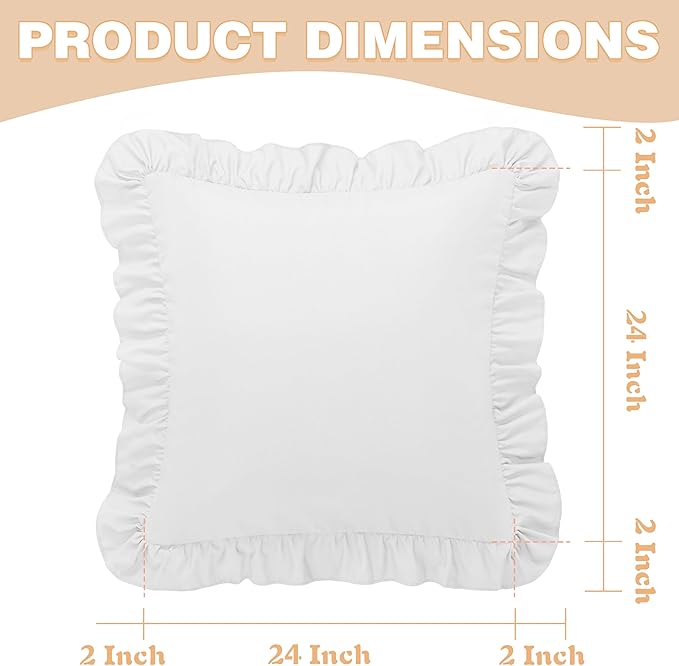 KKJIAF Ruffle Pillow Cases 24x24 Inches, Microfiber Wrinkle Resistant Pillow - Image 3