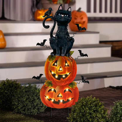 Halloween Decorations Outdoor,Battery Operated Cat Lighted Timer Yard Decor