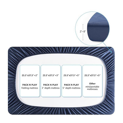 TILLYOU Pack and Play Sheets for Toddler Mattress, Mini Crib Sheets Fitted Up - Image 3