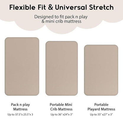 Yoofoss Pack and Play Sheets Fitted, Mini Crib Sheets 2-Pack - Image 3