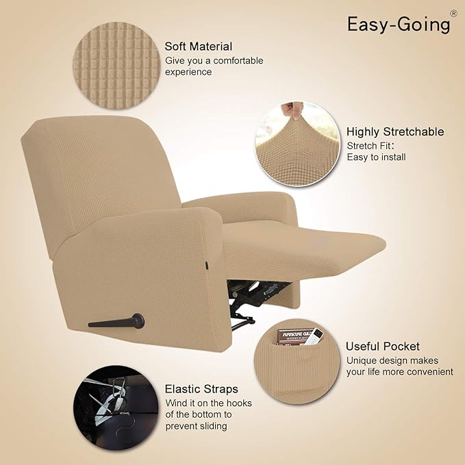 Easy-Going Recliner Stretch Sofa Slipcover Sofa Cover 4-Pieces Furniture - Image 3