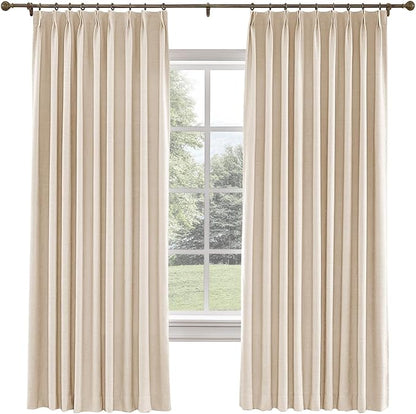 TWOPAGES 72 W x 96 L inch Pinch Pleat Darkening Drape Faux Linen Curtain by TWOPAGES