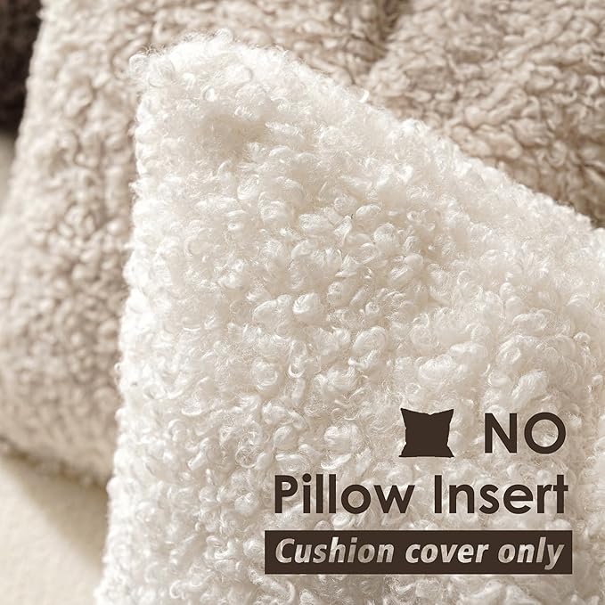 Foindtower 2 Pieces 24x24 Inch White, Faux Fur Throw Pillow Cover Accent Sherpa - Image 3