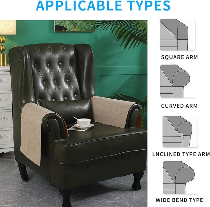 Sofa Arm Cover, Non Slip Couch Arm Cover Washable Recliner Chair Armrest Covers - Image 5