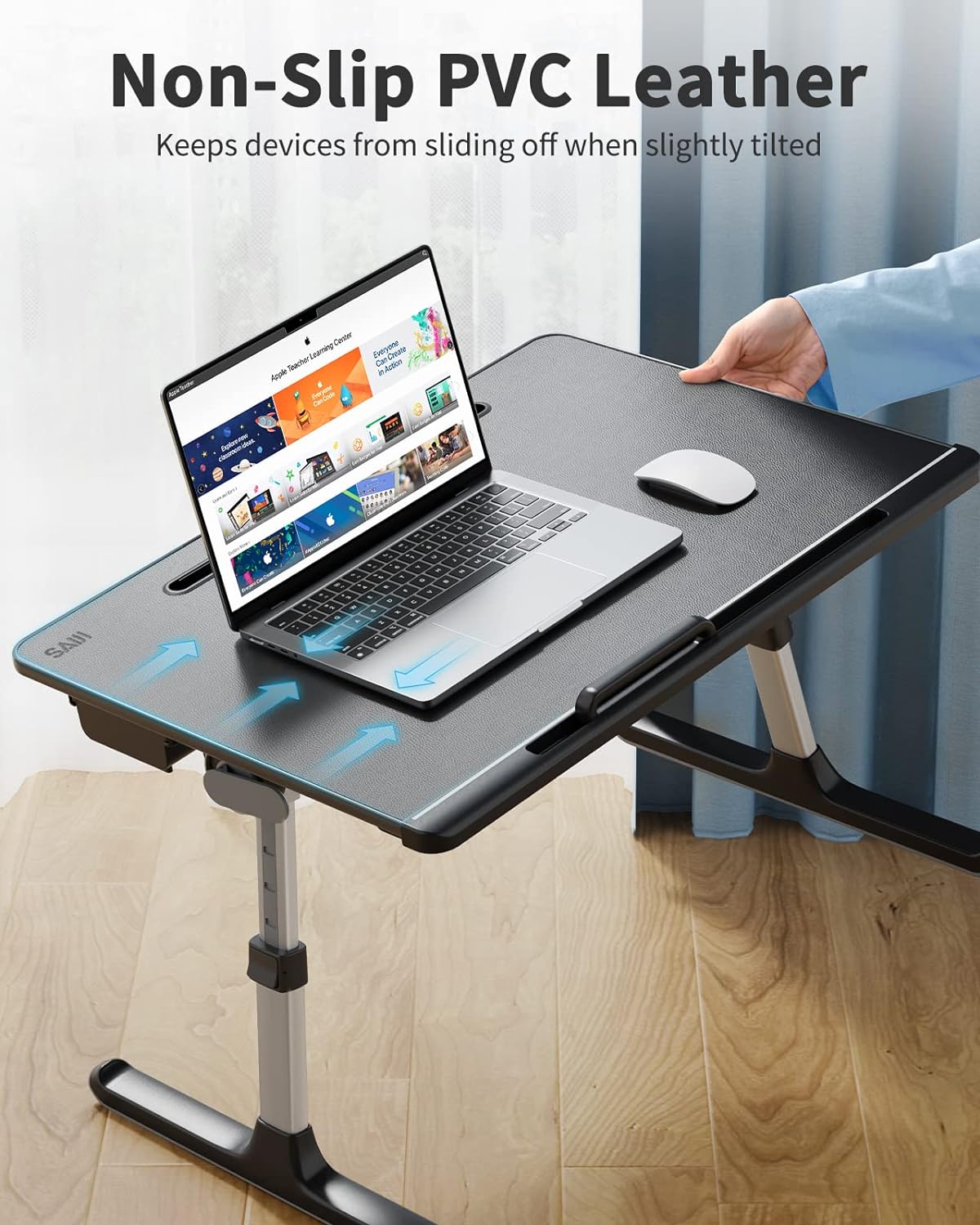 laptop lap desk for bed, saiji x-large adjustable, side view
