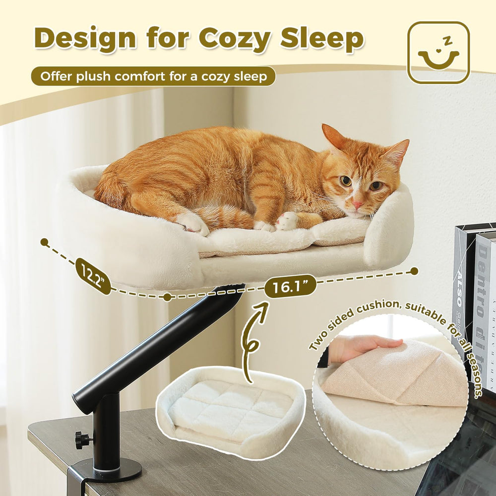 PAWZ Road Cat Desk Bed 360°Rotating Supports to 50 Lbs Cozy Nest for Desk
