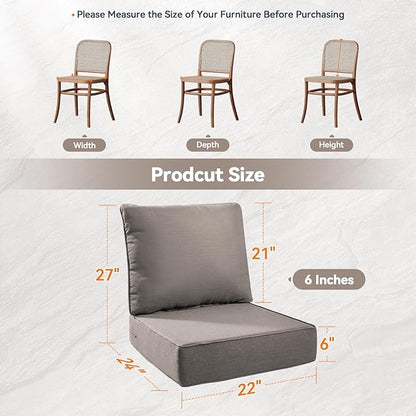 6" Thick Outdoor Cushions 22x24x6, 2-Set Deep Seat Patio Cushions - Image 4