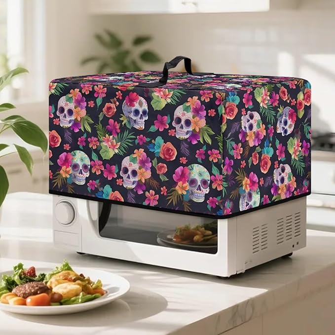 Microwave Oven Cover, Halloween Skull Heat-Resistant Polyester Machine - Image 3
