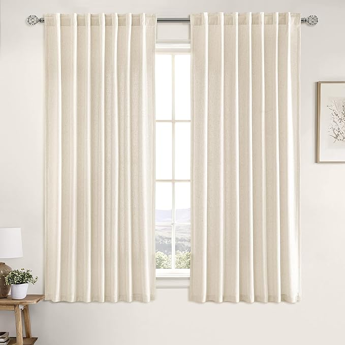 MIULEE Non-See-Through Privacy Linen Curtains 2 Panels, Light Filtering Window - Image 3