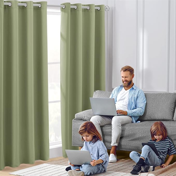 HOMEIDEAS Sage Green Blackout Curtains - Image 2