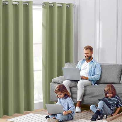 HOMEIDEAS Sage Green Blackout Curtains - Image 2