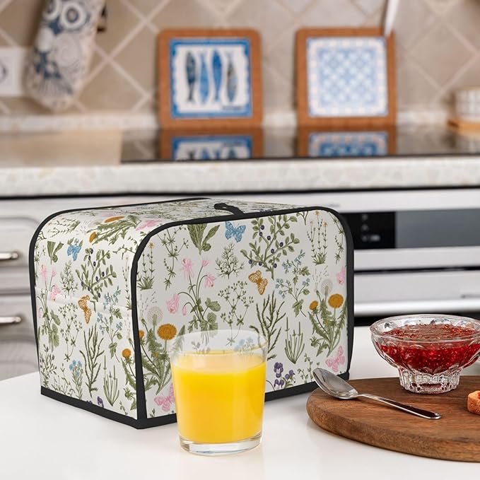 Vintage Flower Wild Herb Floral 2 Slice Toaster Cover, Waterproof Toaster Dust - Image 7