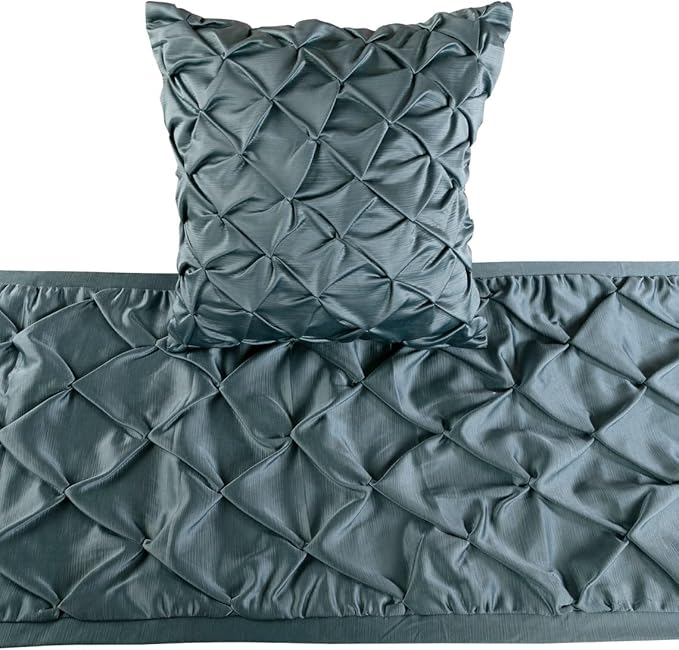 The HomeCentric Handmade Blue CA King 86 x 18 inch Bed Runner - Image 2