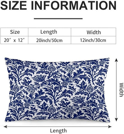 Thistle Damask Navy Blue and White William Morris Throw Pillow Covers 12x20 - Image 2