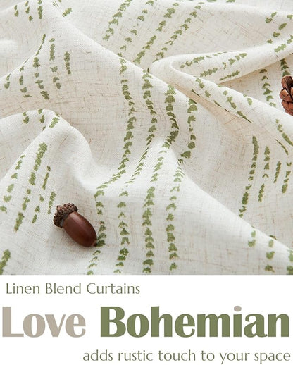 jinchan Boho Kitchen Curtains Linen Cafe Tier Curtains 45 Inch Bohemian - Image 3