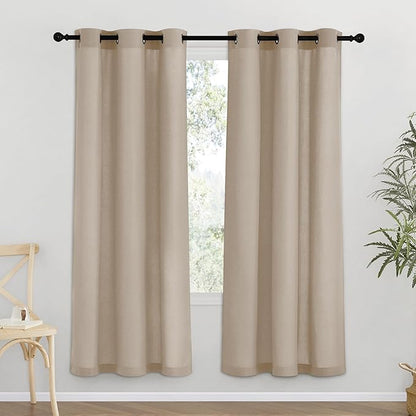 NICETOWN Taupe Thick Linen Curtains 72" Length, Grommet Privacy Window by NICETOWN