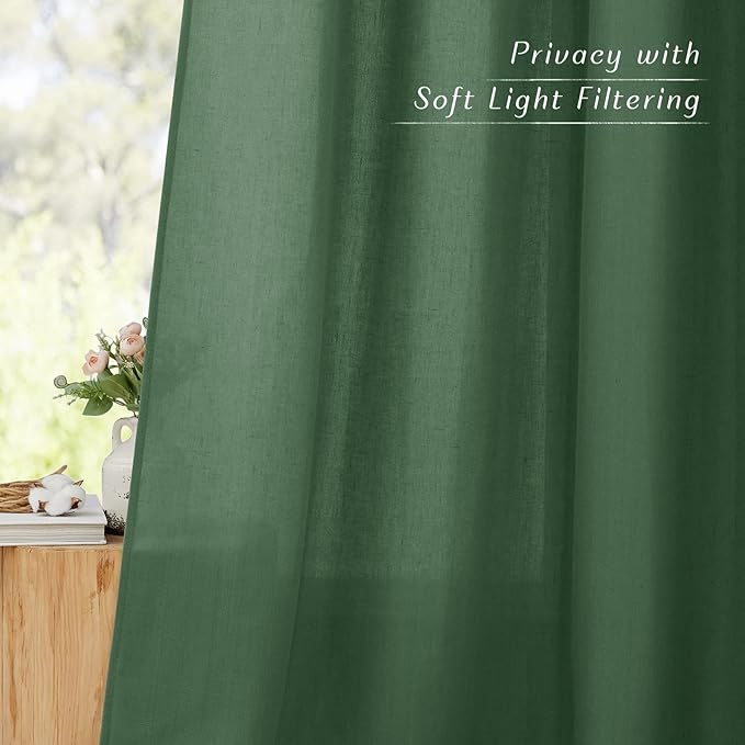 NICETOWN Thick Linen Blend Flax Window Curtains, Grommet Vertical Drapes - Image 5