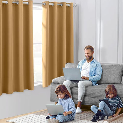 HOMEIDEAS Gold Blackout Curtains - Image 2