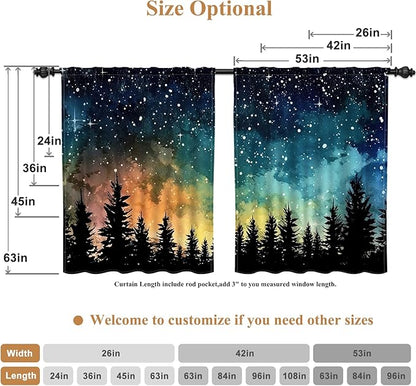 Renaiss 42 x 63 Inch Forest Starry Bedroom Curtains Light Filter Night Rustic - Image 6