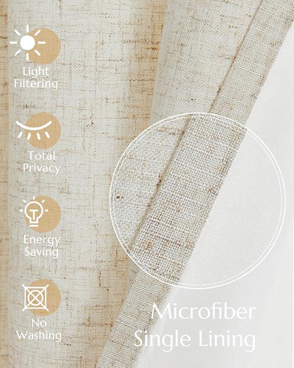 jinchan Natural Linen Kitchen Curtains 24 Inch Rustic Tier Curtains Farmhouse - Image 8