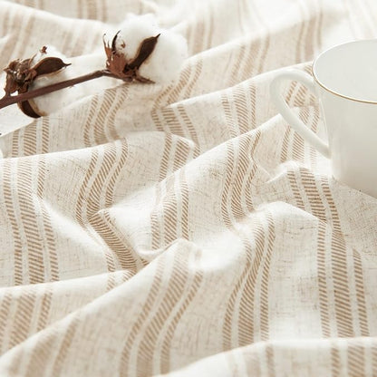 jinchan Striped Linen Kitchen Tier Curtain Farmhouse Cafe 30 Inch Small Window - Image 7