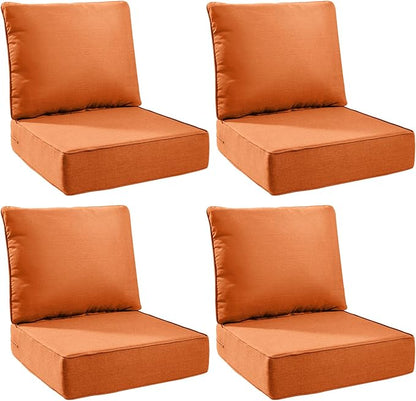 6" Thick Outdoor Cushions 24x24x6, 4-Set Deep Seat Patio Cushions by Pugire