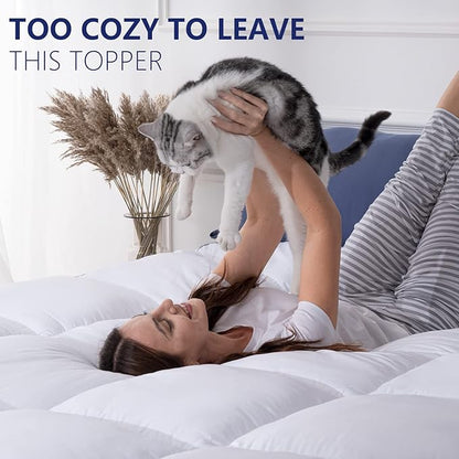 Marine Moon Extra Thick Cooling Plush Pillow Top Mattress Bed Topper, Fluffy - Image 5