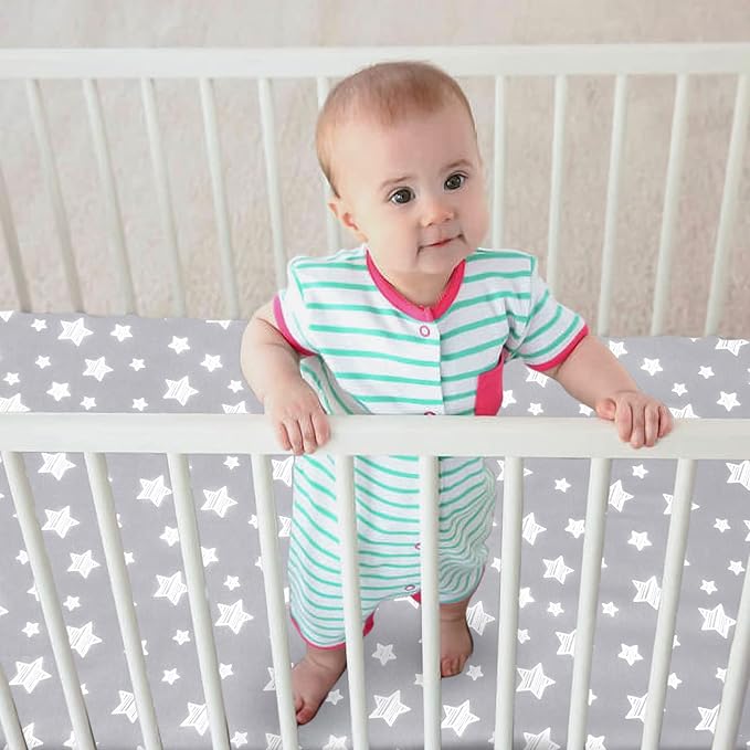 Pack and Play Sheets, 4 Pack Mini Crib Sheets, Stretchy Pack n Play Playard - Image 6