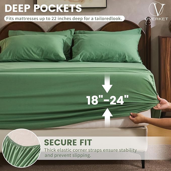 100% Linen Sheet Set Cal King Size Extra Deep Pocket Fits 18-24 Inch Mattress - Image 2