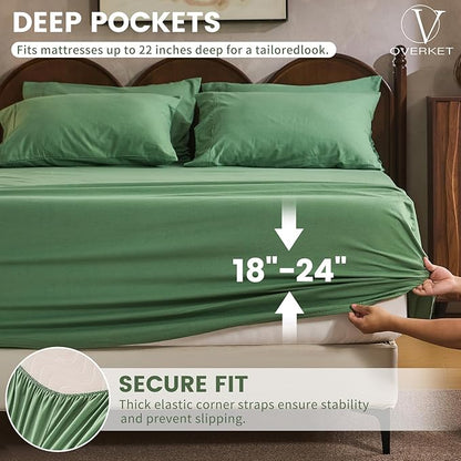 100% Linen Sheet Set King Size Extra Deep Pocket Fits 18-24 Inch Mattress - Image 2