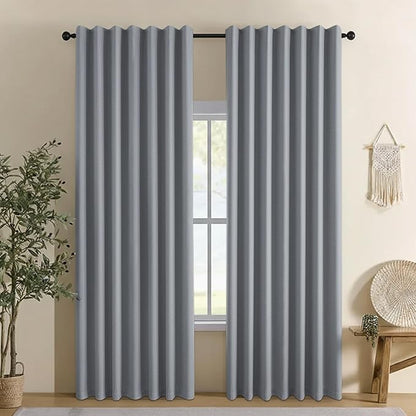 Linen 100% Blackout Curtains for Bedroom, Back Tab/Rod Pocket Curtain for by CYCMACOHOME