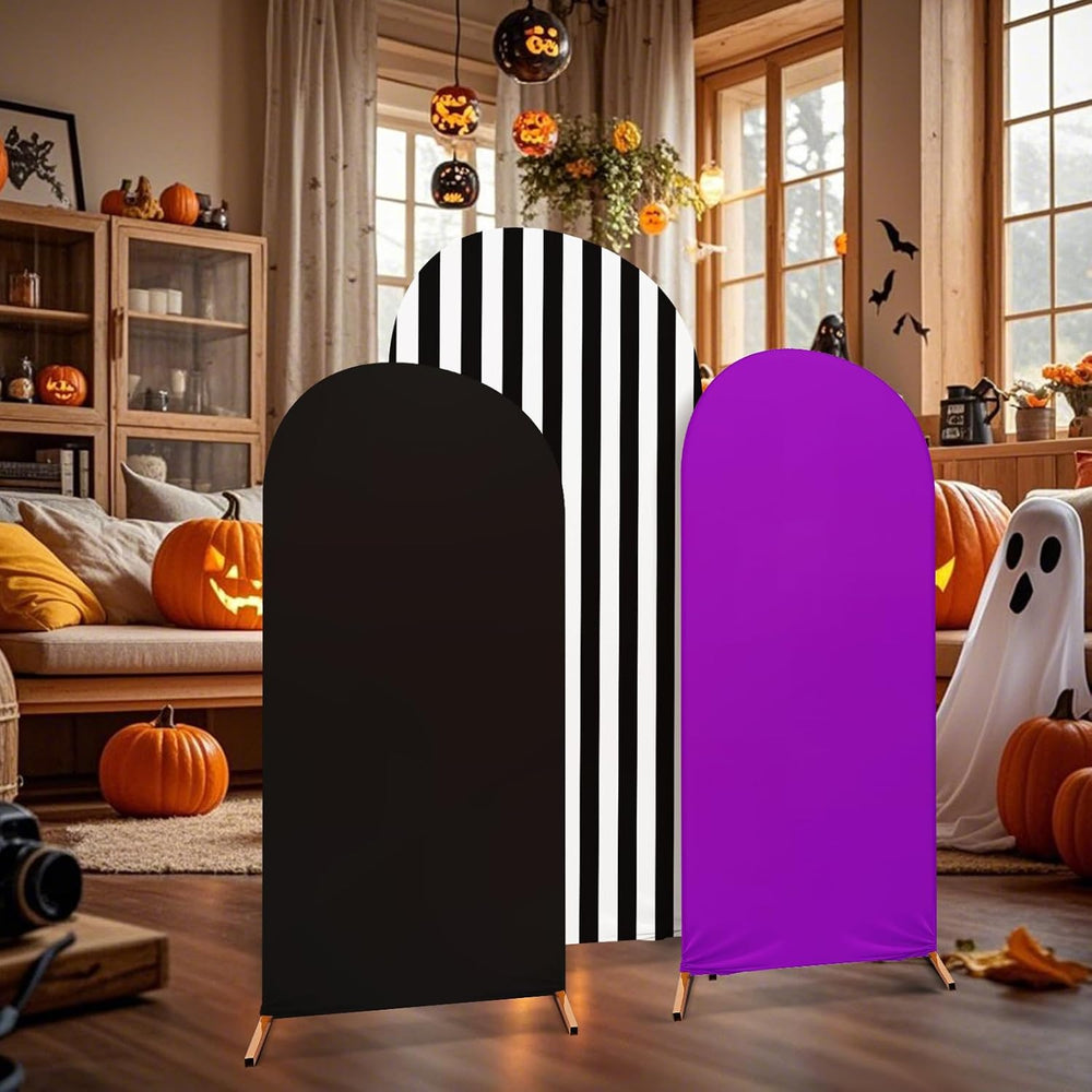 Halloween Arch Backdrop Covers Spandex 4-6ft, Black, Classic