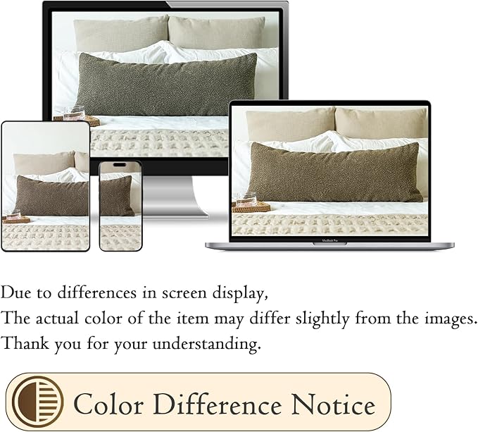 14x36 inch Boucle Lumbar Pillow Cover, Dark Brown Woven Texture Neutral Long - Image 3