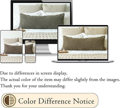 14x36 inch Boucle Lumbar Pillow Cover, Dark Brown Woven Texture Neutral Long - Image 3
