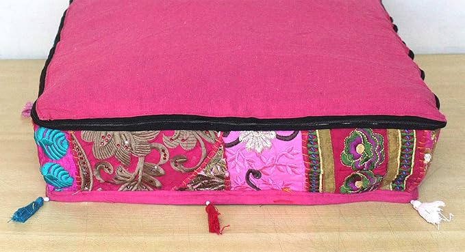 CRAFT KALA Indian Square Patchwork Traditional Pouf Cover Indian Living Room - Image 8