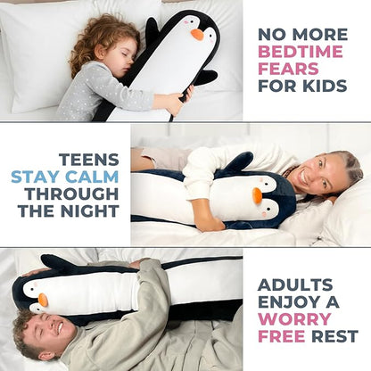 Penguin Plush Body Pillow for Kids | Long Stuffed Animal Cuddle Pillow | Soft - Image 4