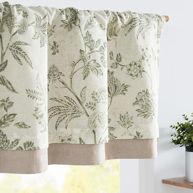 jinchan Floral Valance Curtain Linen Kitchen Valance - Image 2